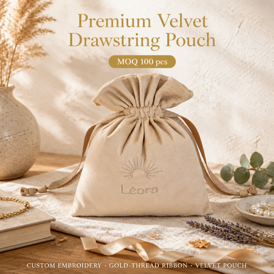 Custom Logo Champagne Drawstring Perfume Dust Bag Soft Velvet Drawstring Cosmetic Storage Pouch
