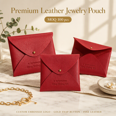 Waterproof Pu Leather Envelope Pouch For Jewelry Custom Emboss Logo Pu Leather Purse Eye Shadow Palette Packaging Flap Bag