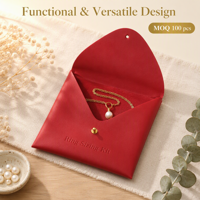 Waterproof Pu Leather Envelope Pouch For Jewelry Custom Emboss Logo Pu Leather Purse Eye Shadow Palette Packaging Flap Bag