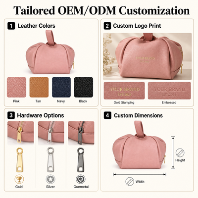Waterproof Luxury Pu Leather Makeup Zipper Bag With Handle Custom Pu Leather Zipper Dust Handle Pouch For Cosmetic