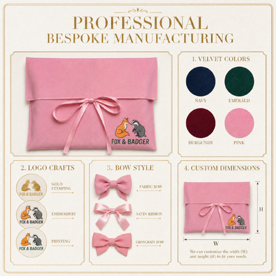 Customized Cute Pattern Suede Envelope Gift Pouch With Bow Elegant Pink Suede Envelope Hair Bundles Underwear Storage Envelope Bag