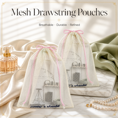 Wholesale Beige Nylon Mesh Swimsuits Sneakers Storage Drawstring Pouch Custom Logo Nylon Toiletries Drawstring Travel Bag