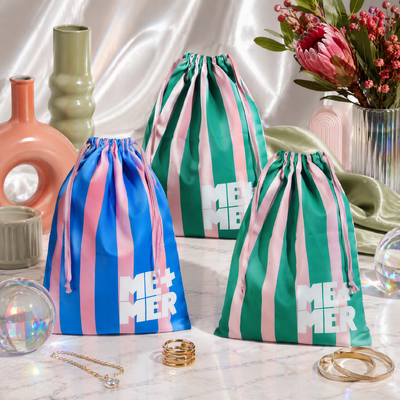 Vertical Striped Polyester Drawstring Clothing Dust Bag Custom Logo Polyester Swimsuits Socks Drawstring Pouch