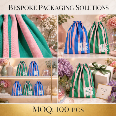 Vertical Striped Polyester Drawstring Clothing Dust Bag Custom Logo Polyester Swimsuits Socks Drawstring Pouch