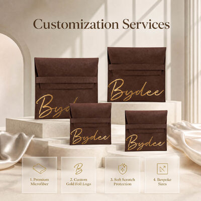 Custom Embossing Logo Microfiber Jewelry Envelope Packing Pouch Square Bottom Microfiber Envelope Bag With Button