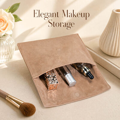 Double Layer Suede Envelope Cosmetic Packaging Pouch With Emboss Logo Elegant Brown Velvet Jewelry Envelope Gift Bag