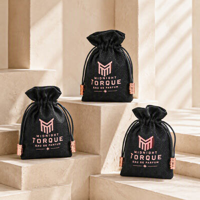Wholesale Jute Perfume Packaging Drawstring Pouch with logo Organic Black Jute Comb Soap Drawstring Storage Bag
