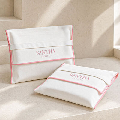 Recyclable Cotton Twill Clothing Envelope Dust Pouch with logo Custom Design Cotton Scarf Hair Extension Envelope Packing Bag