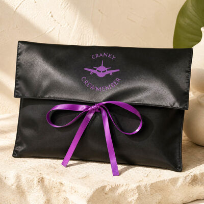 Custom Screen Printing Satin Envelope Pouch With Bow Glossy Black Satin Envelope Packing Bag For Apparel Accessories