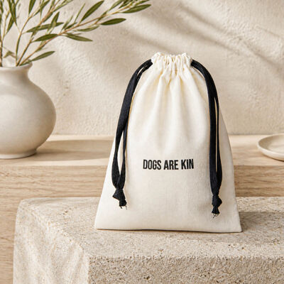 Custom Printed Cotton Linen Drawstring Pouch With Black Cord Reusable Gift Bag For Pet Products Event Packaging Wholesale OEM