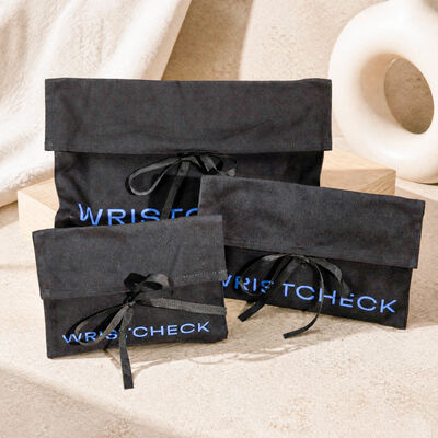 Reusable Fabric Flap Packaging Pouch with Bow Ribbon Custom Branding for Fashion Accessories Event Gifts Wholesale OEM