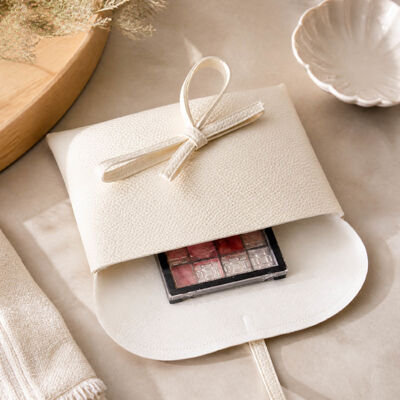 Personalized Pu Leather Cosmetic Envelope Pouch With Bow High Quality Pu Leather Perfume Jewelry Cover Gift Bag