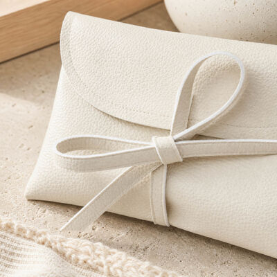 Personalized Pu Leather Cosmetic Envelope Pouch With Bow High Quality Pu Leather Perfume Jewelry Cover Gift Bag