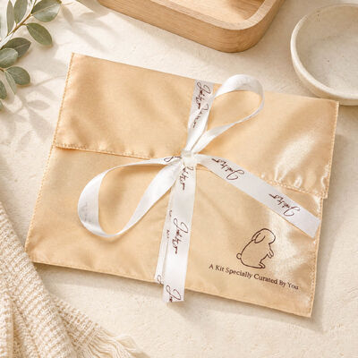 Luxury Smooth Satin Envelope Wig Packaging Pouch with Ribbon Custom logo Printing Satin Envelope Cosmetic Gift Bag