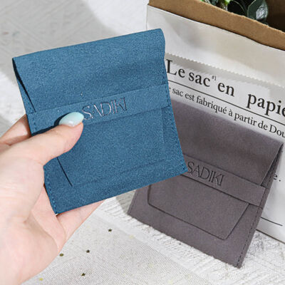 Microfiber Jewelry Dust Bag Snap Button Bag With Insert Pad