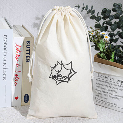 Beige Muslin Cotton Skincare Storage Drawstring Pouch Custom Logo Printing 100% Cotton Drawstring Dust Bag