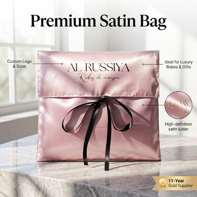 Custom Logo Premium Satin Envelope Pouch Luxury Ribbon Tie Gift Packaging Bag for Robes Clothing Lingerie