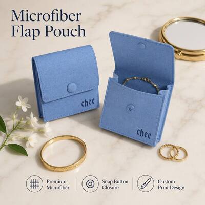 Square Bottom Microfiber Envelope Jewelry Packing Pouch Custom Embossing Logo Microfiber Bracelet Earrings Storage Bag