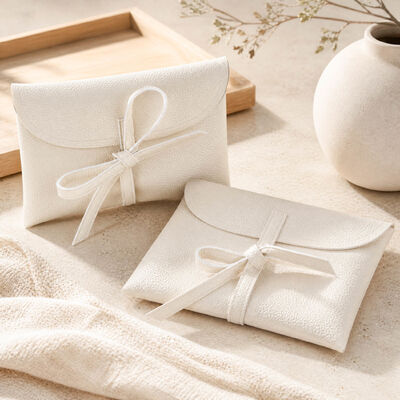 Personalized Pu Leather Cosmetic Envelope Pouch With Bow High Quality Pu Leather Perfume Jewelry Cover Gift Bag